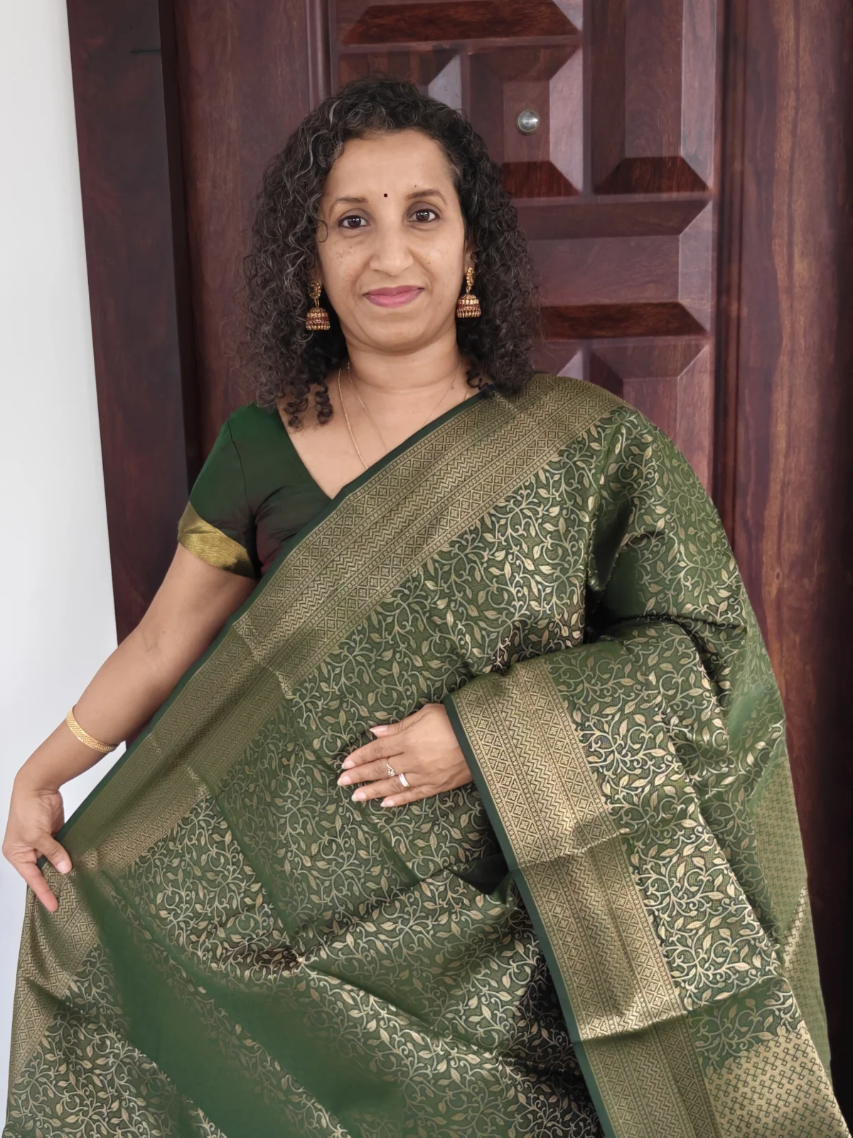Dark Green Premium Kanchi Semi Silk Saree Pss018 1